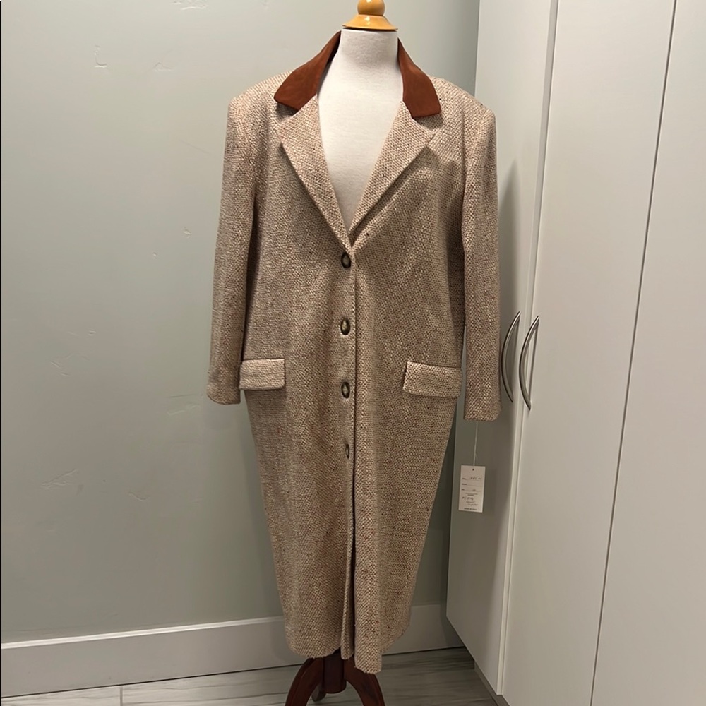 Vintage Wool Single Breasted Long Coat NWT XL